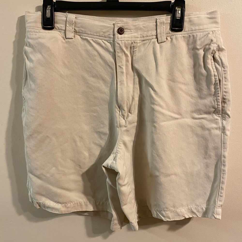 Men's Tommy Bahama Beige Tan 100%‎ Silk Flat Front Shorts 34" Waist